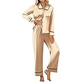 Blooming Jelly Womens Silk Pajama Sets Satin Long Sleeve Lounge SetsFall Matching 2 Piece PJ