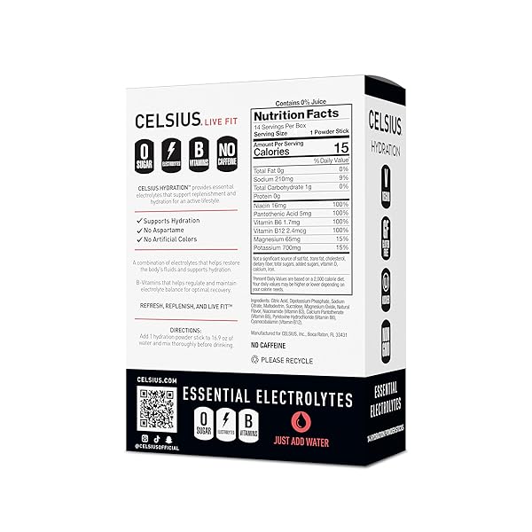 CELSIUS HYDRATION™ STRAWBERRY WATERMELON, SUGAR FREE ELECTROLYTE HYDRATION DRINK MIX (PACK OF 14)