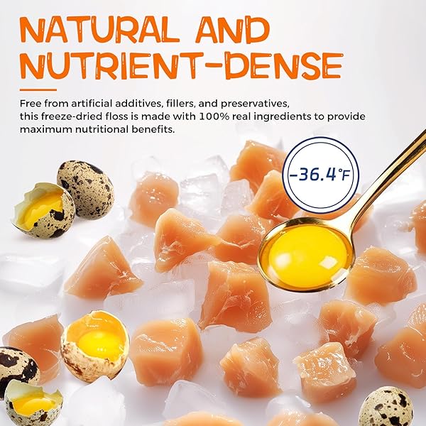 DANCING TAIL GLUCOSAMINE MULTIVITAMIN HIP & JOINT CARE SUPPLEMENT FOR DOGS, FREEZE DRIED CHICKEN & QUAIL EGG YOLK FLOSS TREATS VITAMIN C VITAMIN E 6 OUNCE DOG HEALTH SUPPLIES