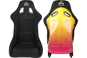 MOJIOO 1-Side Large Fiber Glass Bucket Racing Seat w/Side Mounts,Sport Seats for Car Driving,16"D X 22"W X 36"H(Black)