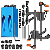 Pocket Hole Jig Kit, 15 Degree Woodworking Jig with 6/8/10mm Drill Bits, 16Pcs Angle Drilling Guide for Strong & Hidden Screw
