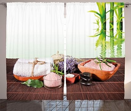 Amazon Com Ambesonne Spa Decor Curtains Bamboo Background
