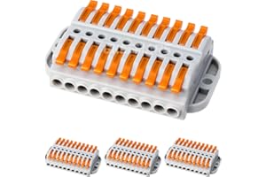 GKEEMARS 4Pcs Lever Wire Connectors, Wire Splicing 10 Conductor Connectors for Circuit Inline 28-12 AWG