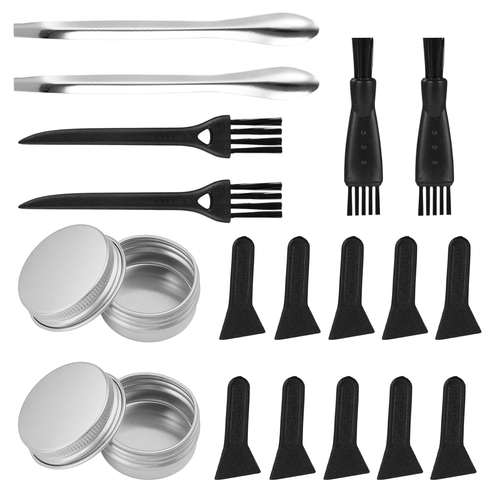 18 PCS Pollen Scrapers Kit for Grinder, Grinder Cleaning Kit Including Scrapers, Cleaning Brushes, Spoons and Aluminium Storage Jar