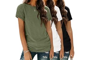 Zeagoo Short Sleeve Shirts Basic Tees 3 Pack Crewneck Tshirts Lightweight Soft Fashion 2025 Casual Summer Tops