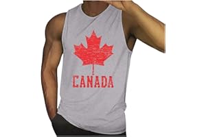 Cookinty T Shirts for Man Casual Fashion Canada Day Gym Tank Tops Sleeveless Maple Leaf Graphic Crewneck Loose Workout Vest