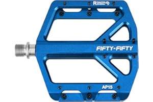 FIFTY-FIFTY Mountain Bike Pedals, Non-Slip and Aluminum Alloy Bicycle Flat Pedals, 9/16" Sealed Bearing, Lightweight and Wide Platform for All Mountain, Enduro, Downhill, E-Bike, MTB