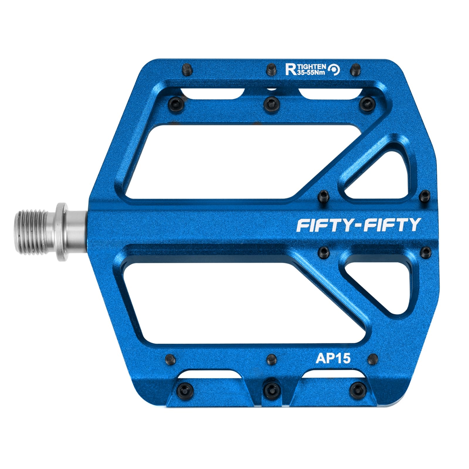 Photo 1 of FIFTY-FIFTY Mountain Bike Pedals, Non-Slip and Aluminum Alloy Bicycle Flat Pedals, 9/16" Sealed Bearing, Lightweight and Wide Platform for All Mountain, Enduro, Downhill, E-Bike, MTB (Blue)