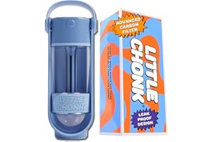 LITTLE CHONK Lil Gulp Water Bottle | Advanced Carbon Filtration for Safe Filtered Water on The Go | BPA-Free Leak-Proof Portable Dog Travel Water Bottle with Retractable Water Spout, 15 Fl oz - Blue