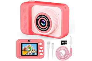 AUUGUU Kids Camera, 1080P Portable HD Digital Camera with 32G SD Card, Best Party Toys Birthday Gifts for Boys Girls 5 6 7 8+ Year Old - Pink