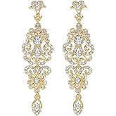 mecresh Gold/Silver Rhinestone Chandelier Wedding Bridal Dangle Earrings