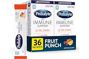 Pedialyte with Immune Support, Electrolyte Drink Powder with Vitamin C and Zinc, Advanced Hydration, Fruit Punch, 36 Powder Packets