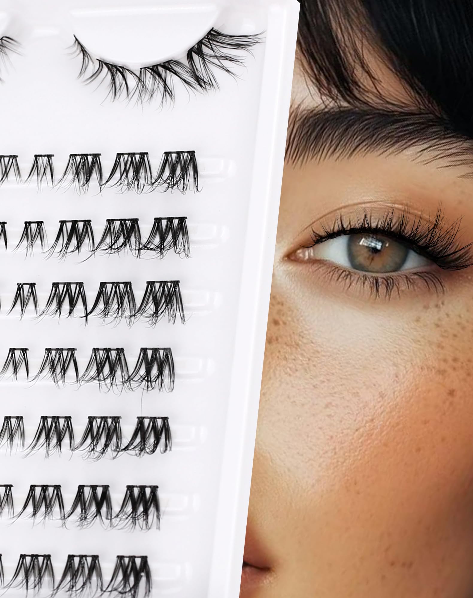 Onlyall Lash Clusters Individual Natural Extension Mink Eyelashes Cluster False Lashes Wispy Mink 3D Lash Fluffy (8-13MM Pre-styled-Butterfly-8Pair) C11 — image 1
