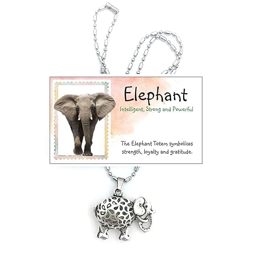 Smiling Wisdom Elephant Animal Necklace and Matching Animal Card