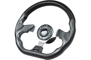 GONMOT 12.5" D-Shaped Boat Steering Wheel with 3/4“ Tapered Shaft, Carbon Fiber Axle Marine Steering Wheel for Seastar and Verad, etc. for Marine Boats, Vessels, Yacht, Pontoon Boat
