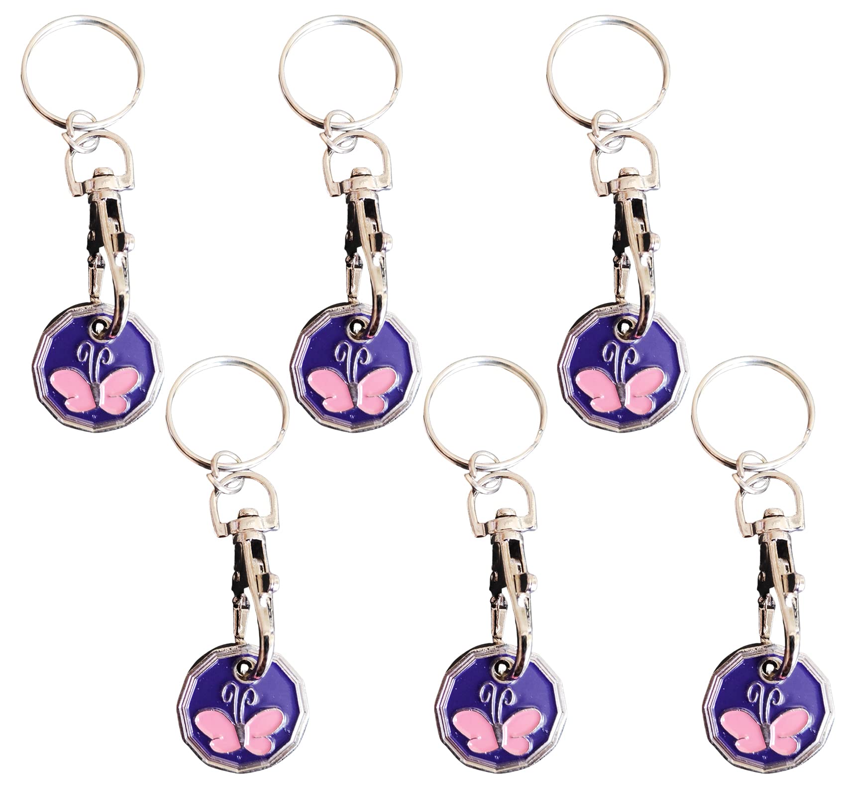 6Pc Shopping Trolley Token | Trolly token | £1 Pound Trolley Coin | Trolley Token Keyrings | Locker and Trolly Coin Uk | Supermarket Cart Shopping Trolleys Keyring | Trolley Tokens | Butterfly Design