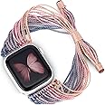 JR.DM Boho Watch Bands Compatible with Apple Watch 40mm 41mm 38mm 44mm 42mm 45mm 46mm Women, Cute Handmade Friendship Bracelet String for iWatch Series SE/10/9/8/7/6/5/4/3/2/1(Afterglow)