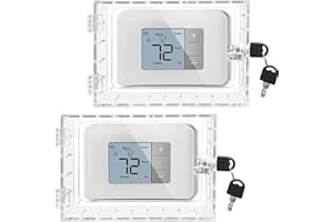 Groword Universal Thermostat Lock Box With Key - Clear Large Guard for Wall Thermostats, Cover Fits 6.5" H x 4.72" W x 1.97" D or Smaller (2 Sets)