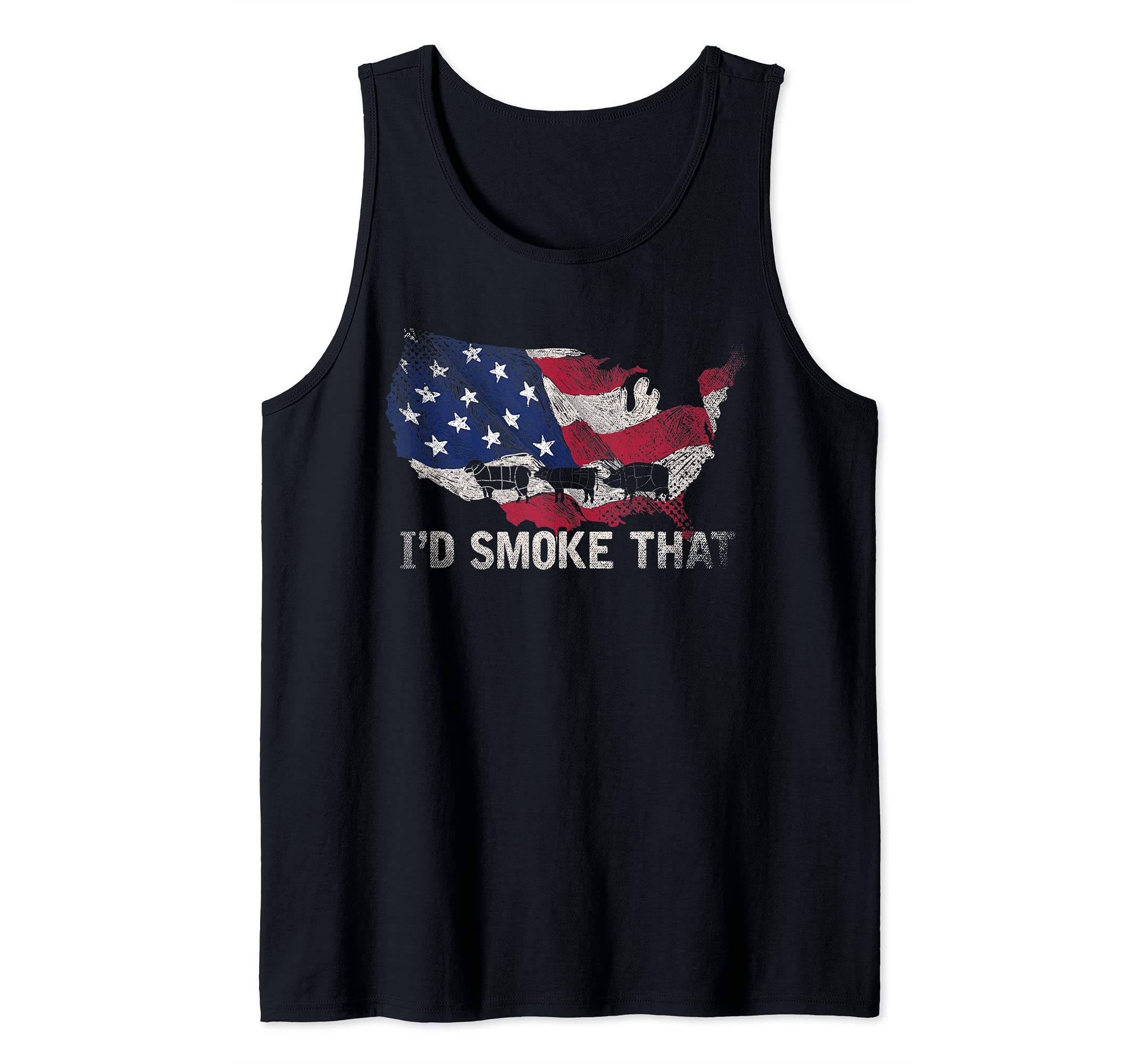 Id Smoke That Grilled Meat Lover Steak US Flag Funny BBQ Tank Top