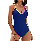 Blooming Jelly Womens One Piece Swimsuit Slimming Modest Bathing Suit Ribbed Athletic Swim Suits 2025 Color Block Swimwear