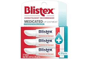 Blistex Medicated Lip Ointment 3 Count, 0.21 Oz. Relieves Cold Sores & Helps Heal Dry Chapped Lips, Lip Sores & Blisters Pain Relief Healing Balm, Stocking Stuffer for Holiday