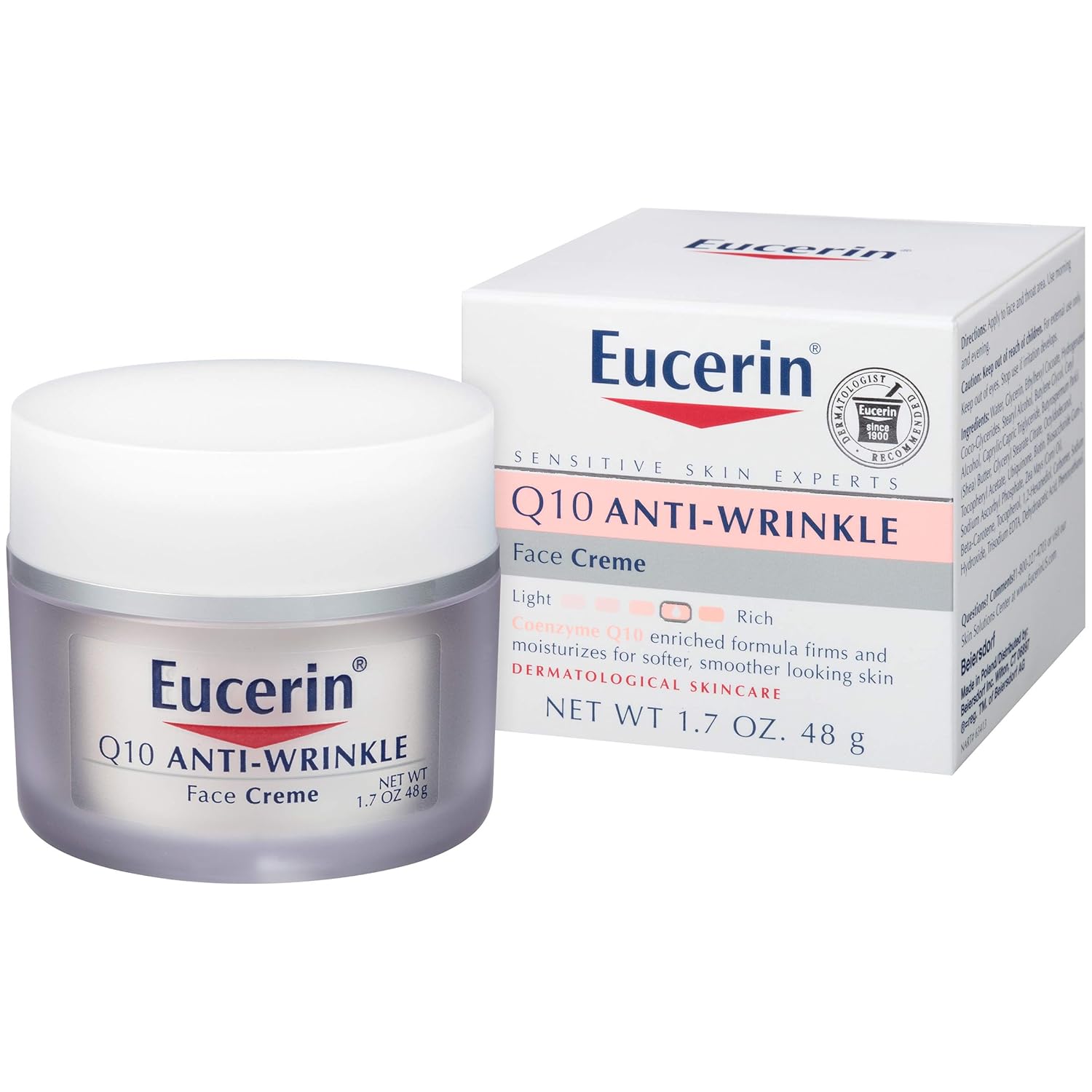 Eucerin Q10 Anti Wrinkle Day Face Cream + Night Cream | 1.7 oz (2 pack): Beauty