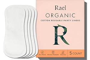 HESTA Rael Reusable Panty Liners Menstrual, Organic Cotton Cover - Postpartum Essential, Cloth Panty Liners for Women, Washable, Soft and Thin, Leak Free, Sensitive Skin (5 Count, White)