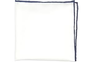 BELLUNO 100% Silk Pocket Square for Men, Silk Ivory White with Hand-Rolled Color Edge