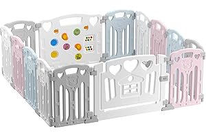 GUPAMIGA Baby Playpen Kids Activity Centre Safety Play Yard Home Indoor Outdoor New Pen (multicolour) (White) (Macarons Classic Set 14 Panel)