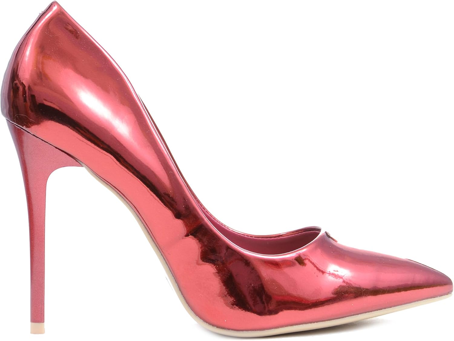 red metallic heels
