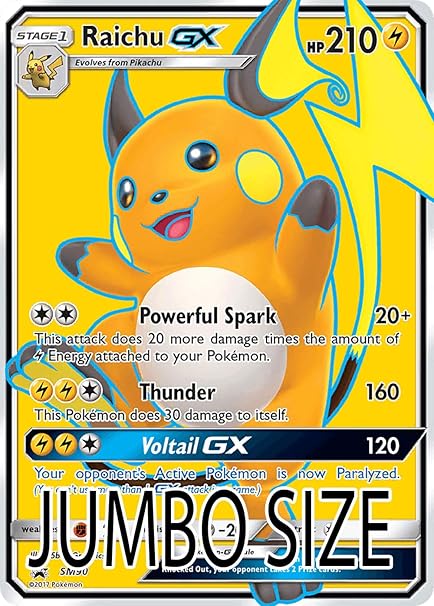 Amazon Com Raichu Gx Jumbo Card Sm90 Full Art Holo Foil