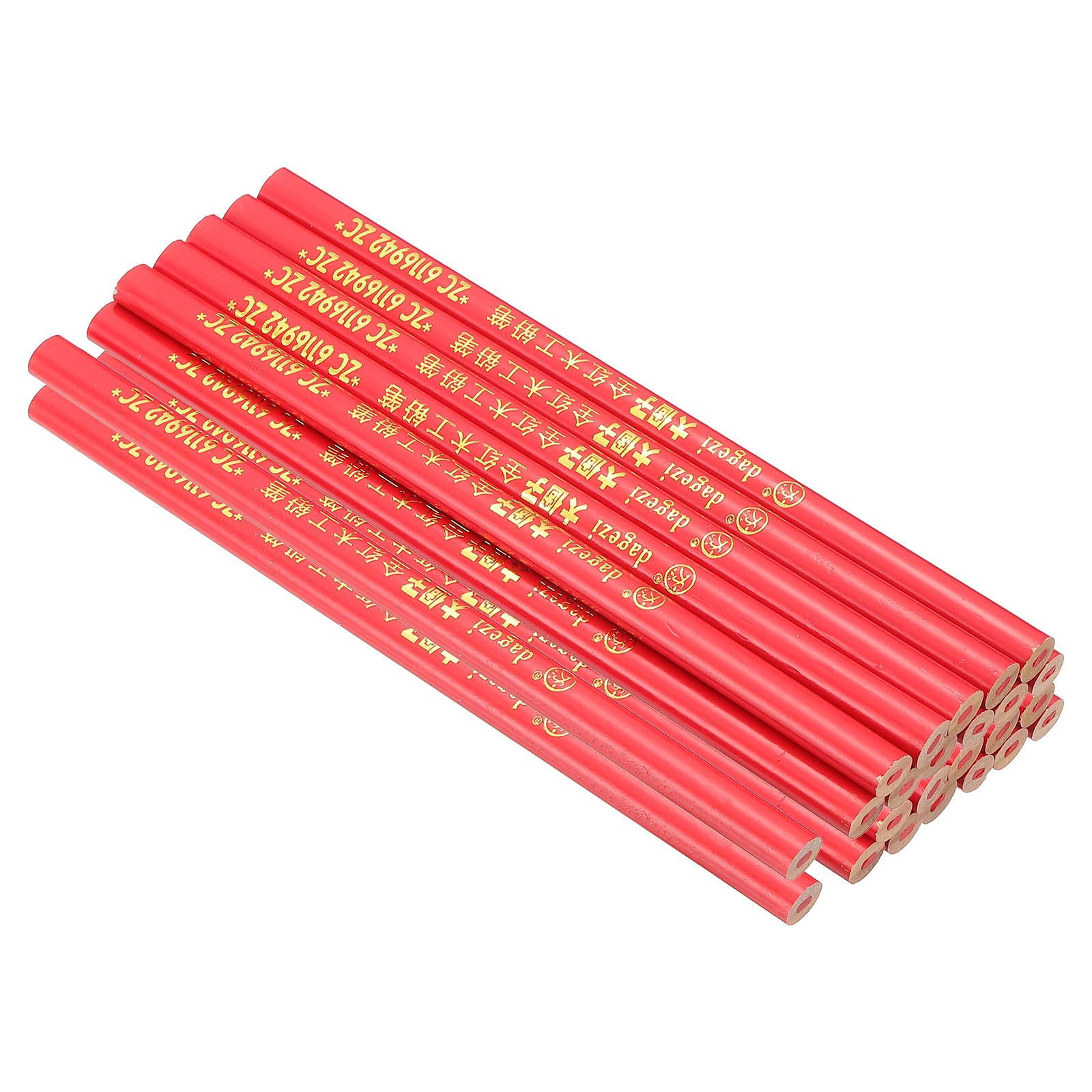 PATIKIL Carpenter Pencils, 24 Pcs Flat Oval Hard Construction Pencils Industrial Pencil Lumber Pencil with Red Ink for Woodworking Marking and Concrete Marking, Red