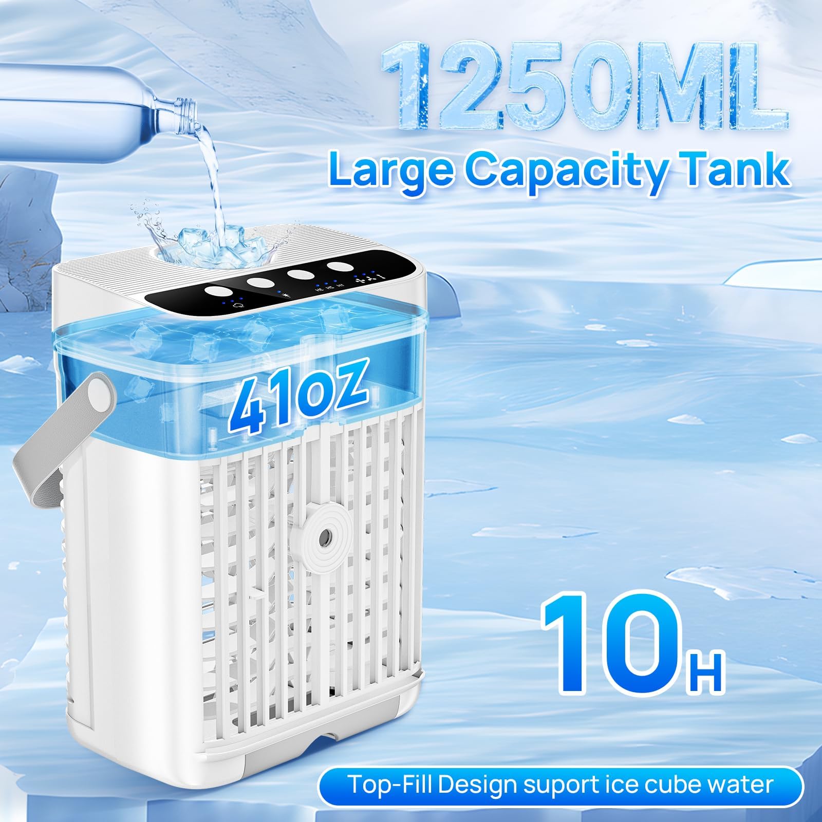 Portable Air Conditioners, Mini Air Conditioner, Personal Air Conditioner, AC Unit Cooling Fan with Remote Control, 3 Speed, 3 Mist, 7 Light,1-3H Timer, Evaporative Air Cooler Fan for Bedroom Office