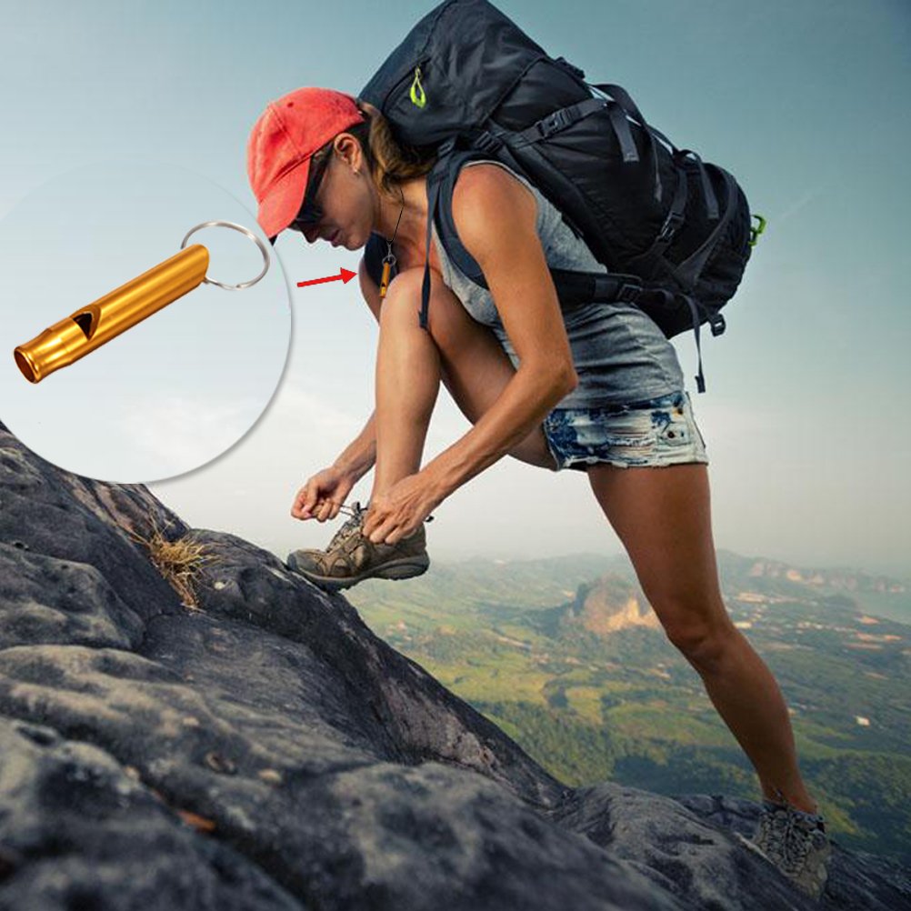 6pcs Emergency Aluminum Whistle Key Chain ,AlwaysDecor Loud Whistles great for Camping Hiking Hunting Outdoors Sports