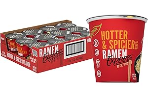 RAMEN EXPRESS Hotter and Spicier Flavor Ramen Cup Noodle, 2.25 Oz Each (Pack Of 12) | Animal-free Ramen Noodles | All Plant-based | Made in U.S. with finest American flour