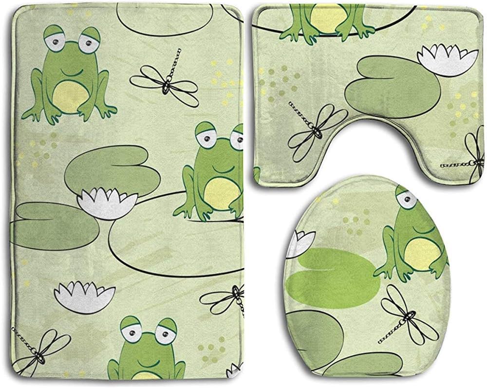 Aubrdon Alfombrillas de baño de Rana Verde de Dibujos Animados, 3