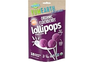 YumEarth Ultimate Organic Elderberry Pops, 15 Count, Allergy Friendly, Gluten Free, Non-GMO, Vegan, No Artificial Dyes