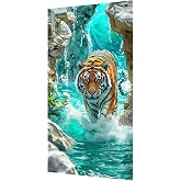 Large Diamond Art Kits for Adults, Tiger Diamond Painting Kits for Adults | Tiger Animals Stress Relief Full Round Drills 5D Heartfelt DIY Gift Gem Crafts Kits Wall Decor HD Canvas 15.7x27.6in 40x70cm