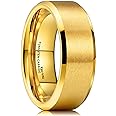 King Will GLORY Wedding Rings for Men, Tungsten Carbide Wedding Ring 14K Gold Matte Brushed Polish Wedding Band for Men, 6mm-8mm Comfort Fit