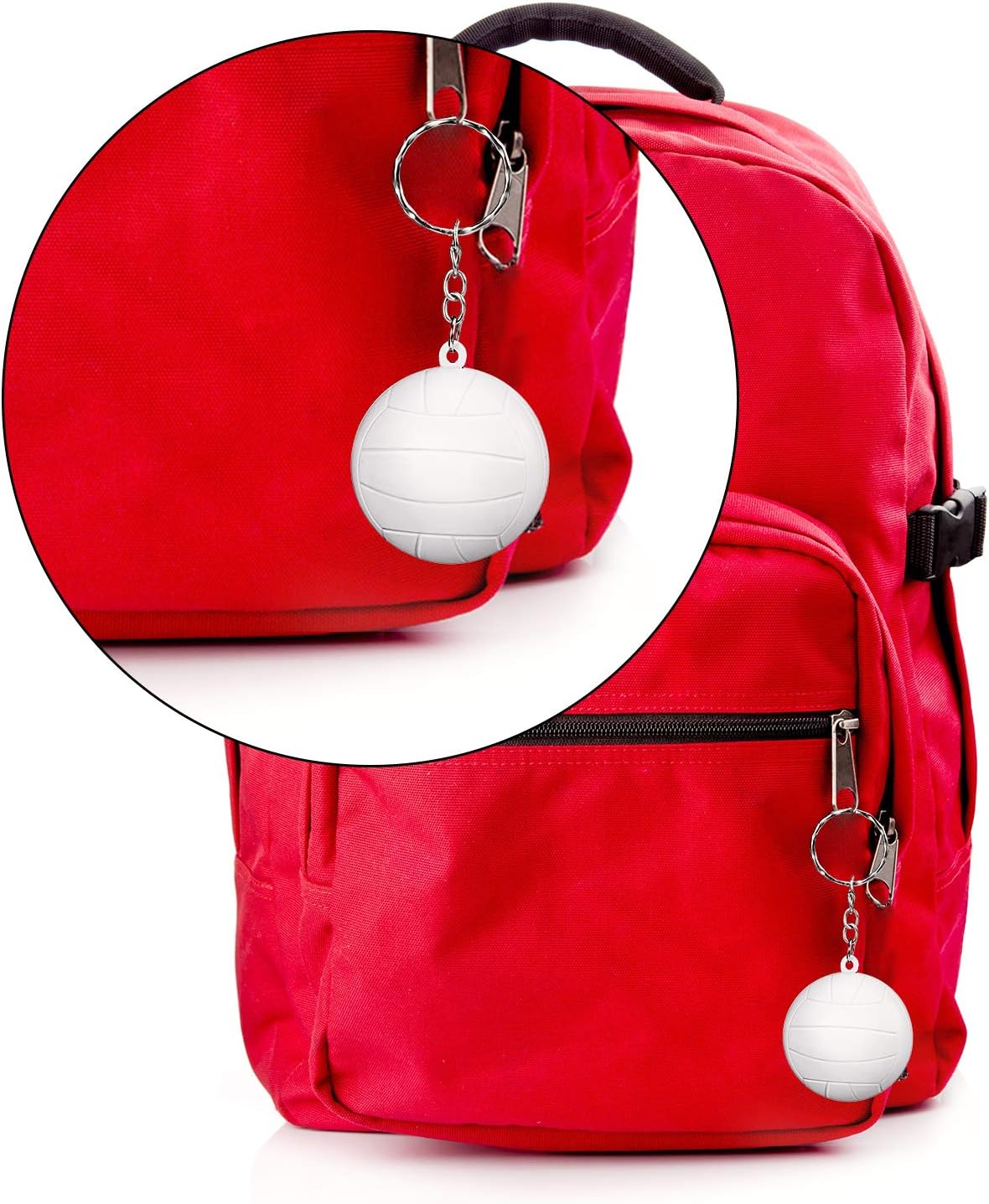 Blulu 20 Pack White Volleyball Keychains for Party Favors, School Carnival Reward, Party Bag Gift Fillers (Volleyball Keychains, 20 Pack): Home & Kitchen