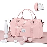 Gym Bag for Women Men with Shoes Compartment,Sports Duffle Bag Personal item travel Duffel Bags Tote Bag Small Carry on Weekender Overnight Bags Workout Dance Bag Hospital Holdalls Pink