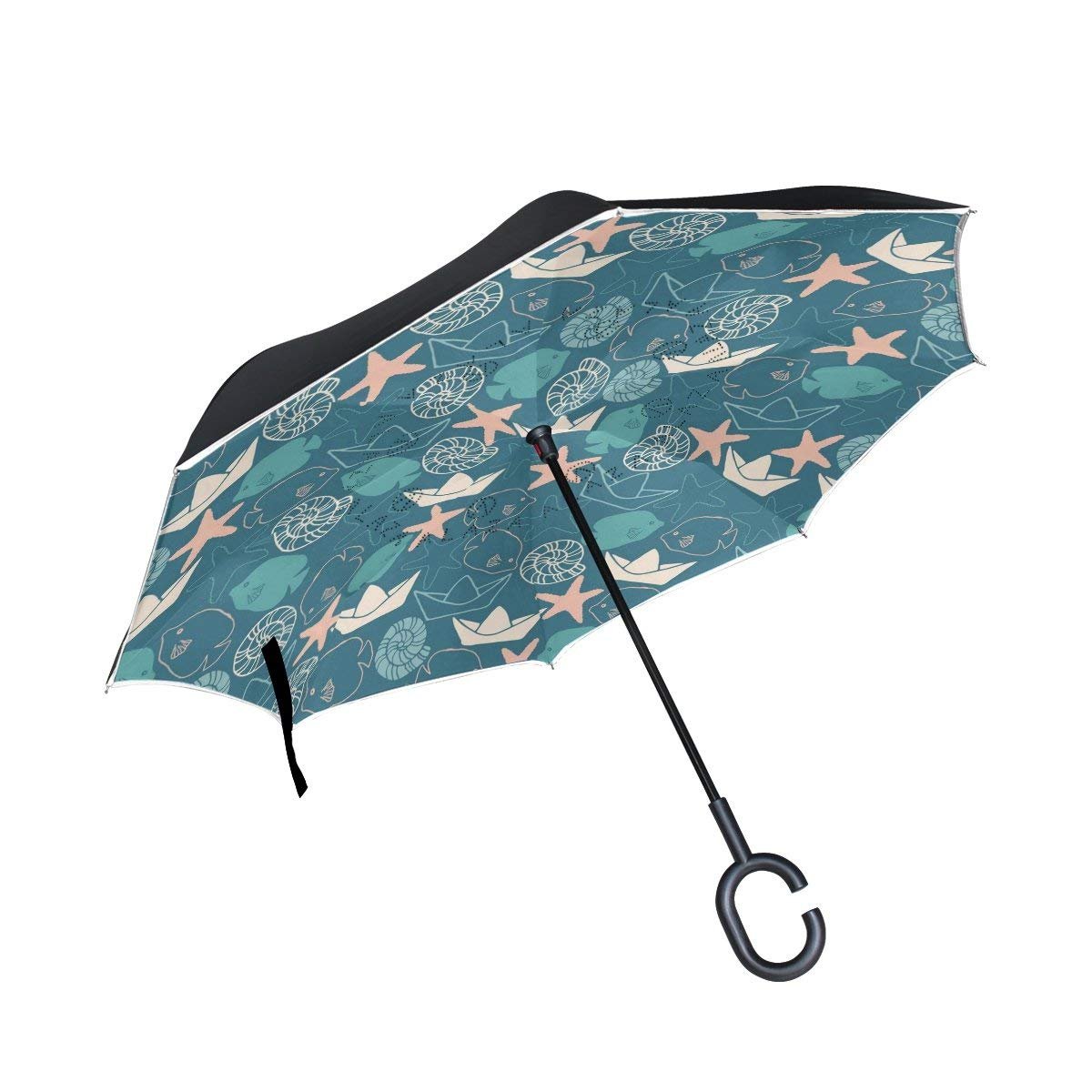 車 カラー2 One All B07gf9rcwb Agree 防風 Size 雨 反転傘 デコレーション ハート型水玉 屋外用 ゴルフ傘 おしゃれ