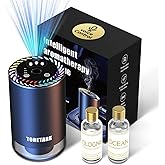 Smart Car Air Freshener Diffuser Voice Control with Starry Projection Light, 3 Adjustable Modes Intelligent Aromatherapy for Essential Oil, Smart Auto On/Off, Voice Edition (Cologne + Ocean)