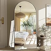 GLSLAND-30x71 inch Wall Mount Arched Full Length Mirror-Aluminum Alloy Frame High Definition-Full Body Mirror for Bedroom or Living Room,Black