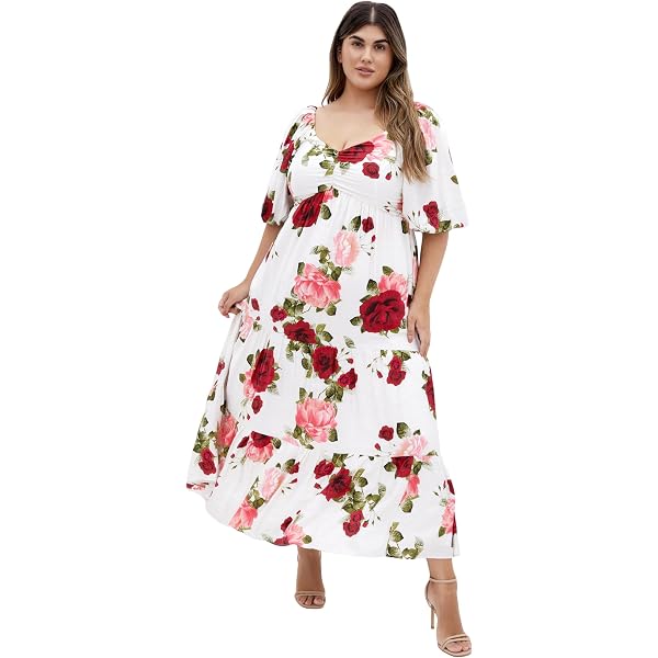 Monteau Trendy Plus Size Printed Belted Maxi Dress Black Floral 2X at  Amazon Women's Clothing store