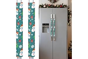 Pardick Christmas Refrigerator Door Handle Covers Set of 2, Winter Snowman Fridge Handle Cover Washable Fridge Dishwasher Oven Door Decor Protector Handle Cover, Keep Your Kitchen Appliance Clean