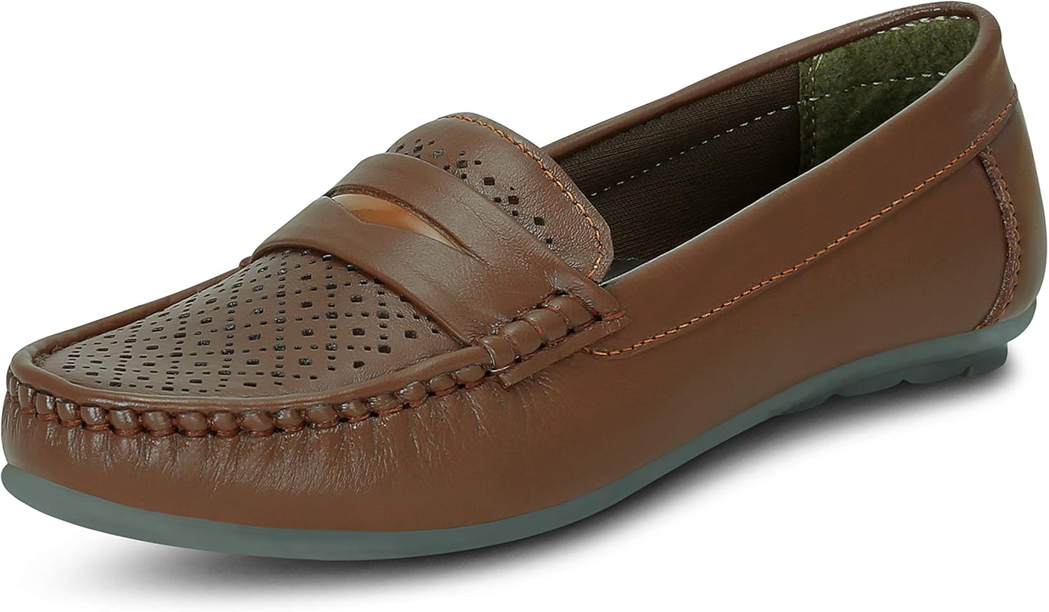 Amazon.com | GET GLAMR Women's Tan Leather Loafers - 5 UK, LT-VS-02-D-30-Tan-38 | Loafers & Slip-Ons