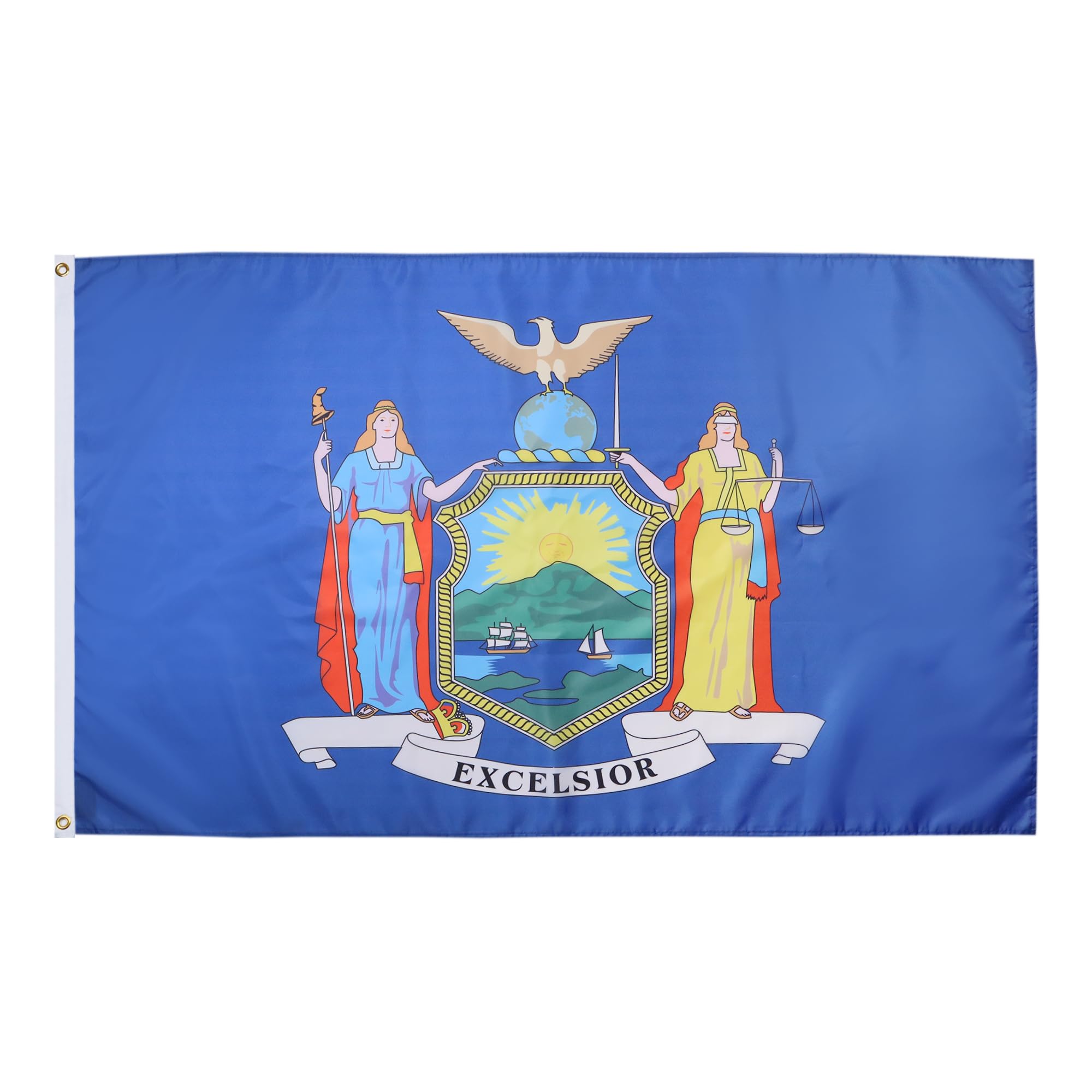 AZ FLAG - New York Flag - 3x5 Ft - Light Polyester Us State Of New York Banner with Two Brass Eyelets - Fade Resistant - Vivid Colors - 3' x 5' Feet - 150x90 Cm