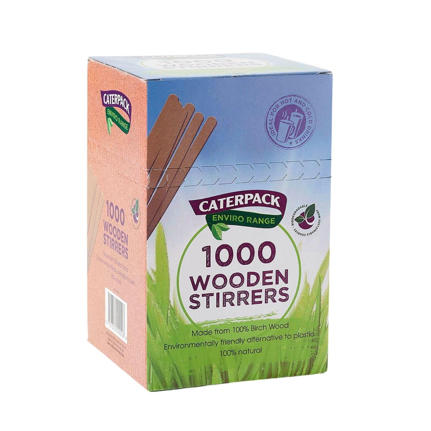 Caterpack Enviro Range Wooden Coffee Stirrers (Pack of 1000), splinter free, smooth texture, lightweight and durable