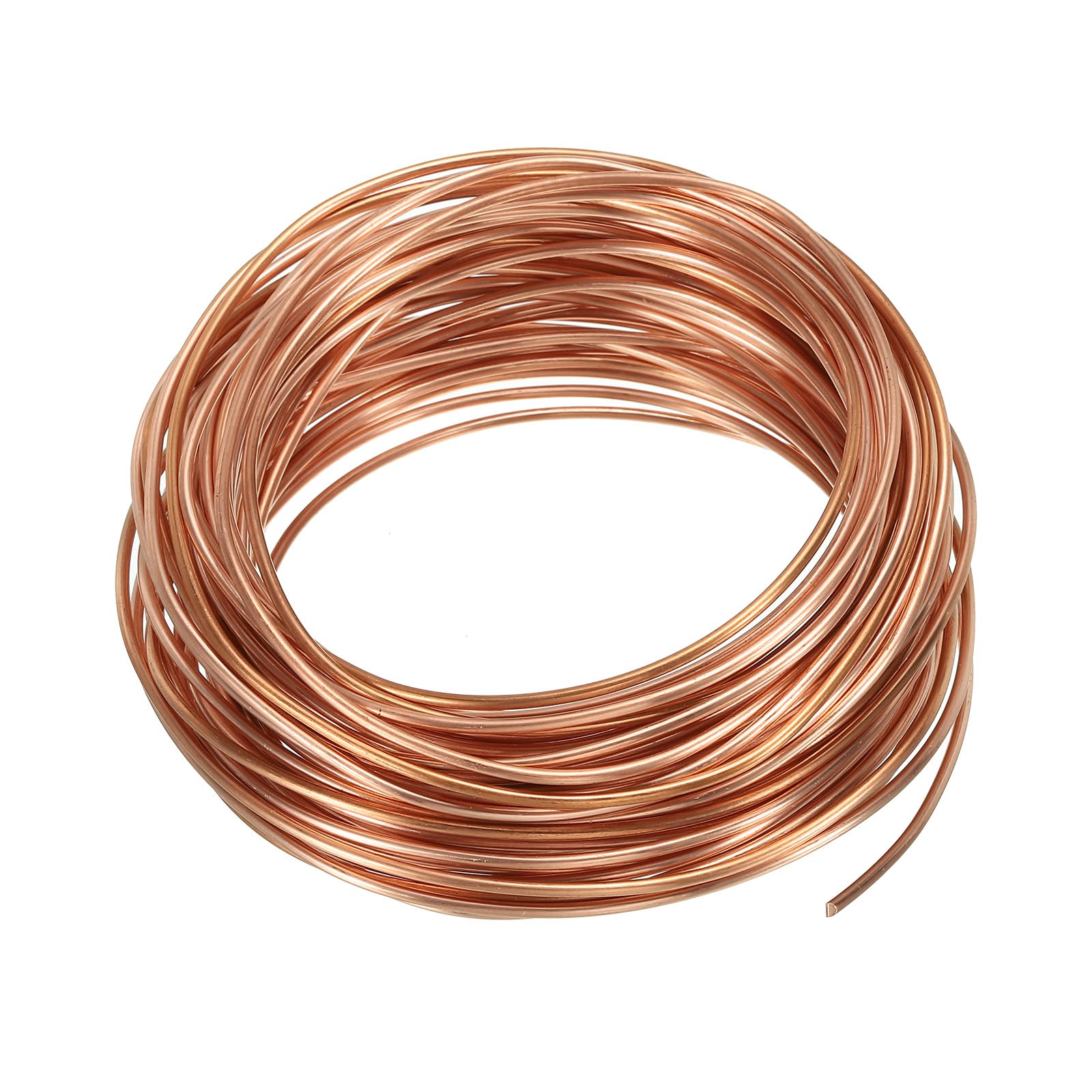PATIKIL 49 Feet Solid Bare Copper Wire, 14 Gauge 99.9% Pure Copper Wire 2mm Soft Beading Wire Metal Plant Stem Ties for Jewelry Craft (15m)